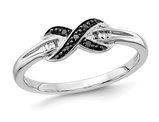 1/20 Carat (ctw) Black & White Diamond X Ring in 14K White Gold